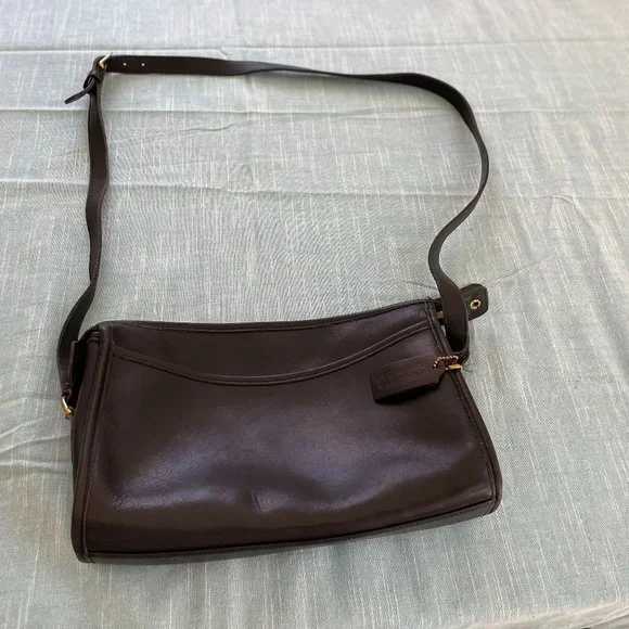 バッグ Vintage Coach USA Shoulder Bag Leather Vintage 1992 Coach Black Fulton Leather Shoulder Bag